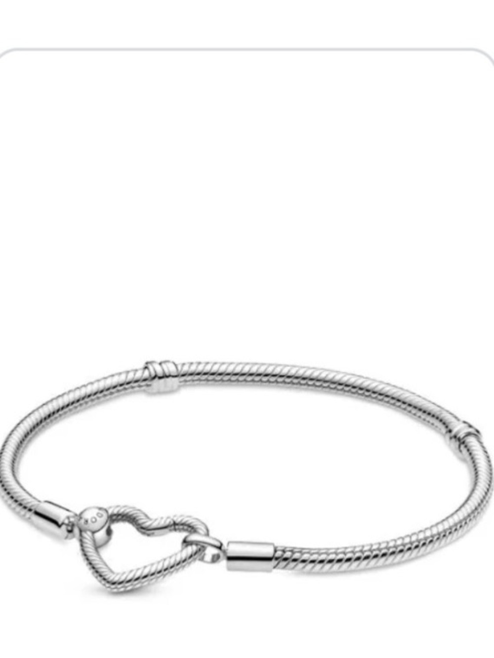 Pandora Silver Heart-Loop Snake Chain Bracelet - Silver